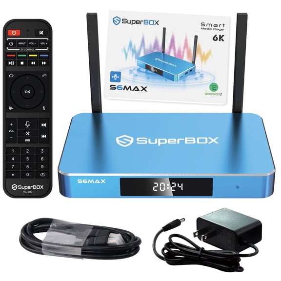 2025 Fully Super Box S6 Max Loaded, Large Capacity 4G RAM+64G ROM for Sporting Events, Newest TV Box S-6m-ax Series, 6K Smart TV Box S6max with Voice Remote, Time Shift & Parental Controls