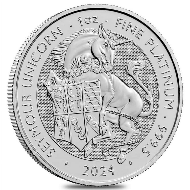 2024 GB 1 oz Platinum The Tudor Beasts Seymour Unicorn Coin BU