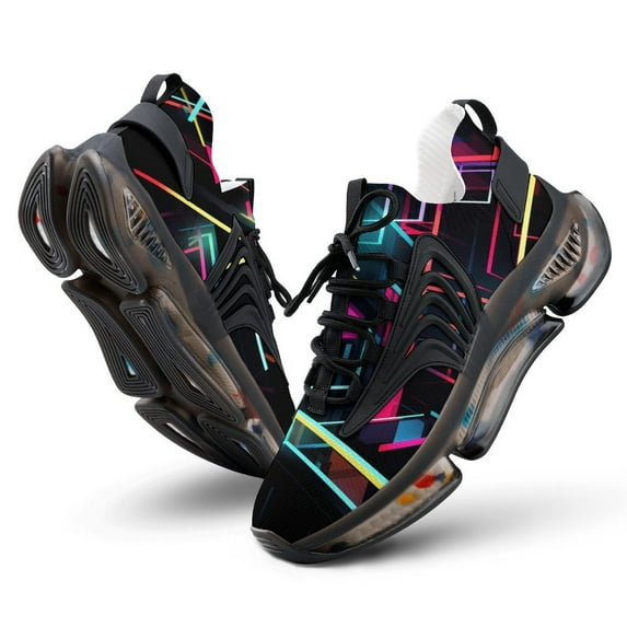2024 Geometric Lattice Women Or Men Lace Up Flat Sneakers Female Mesh Walking Footwear