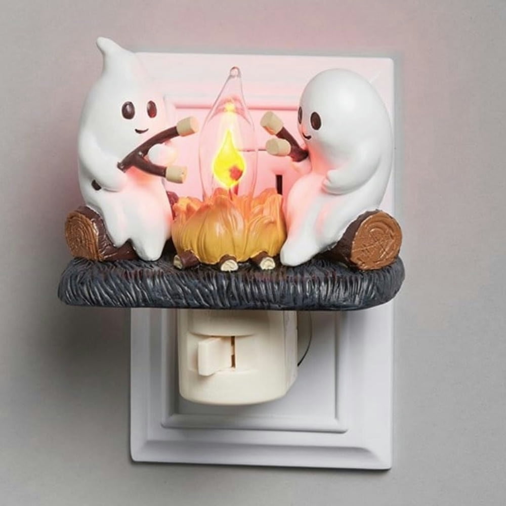 2024 Ghost Campfire Flickering Night Light, Ghost Night Light Plug in