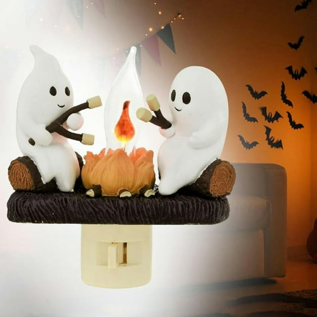 2024 Ghost Campfire Flickering Night Light, Ghost Night Light Plug in