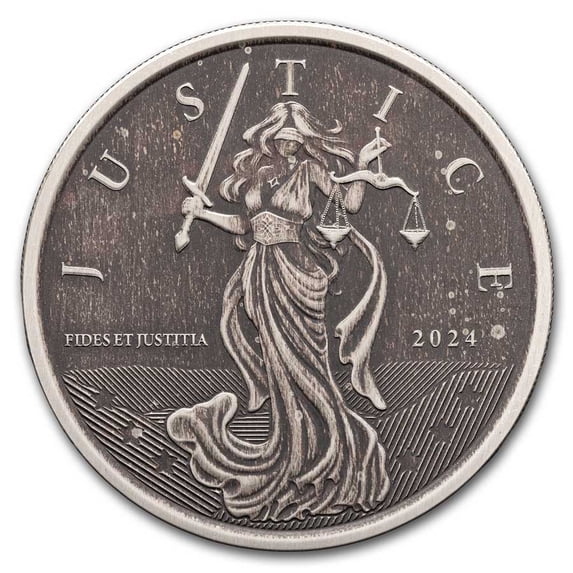 2024 Gibraltar 1 oz Silver Lady Justice Antique