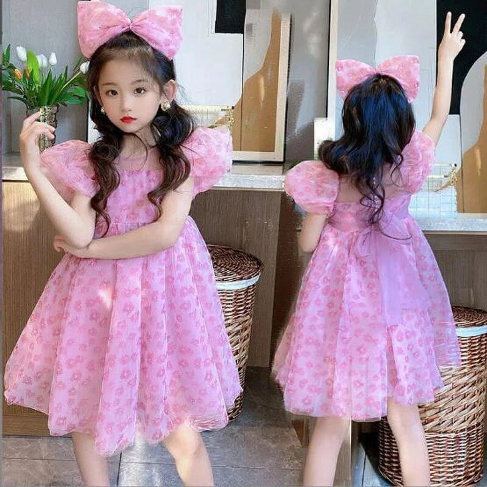 2024 Girls' Fashionable Mesh Princess Dress Korean Edition Bow Dress