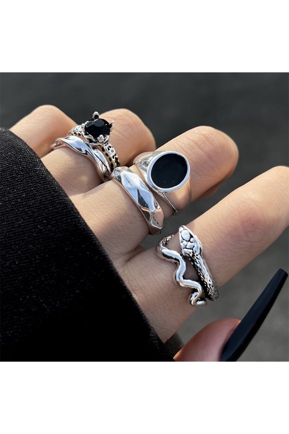 2024 Gothic Skeleton Unisex Ring Set Punk Grunge Butterfly Frog Woman Man Jewelry Hip Hop Party Street Ring Accessories New Gift