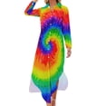 thumbnail image 1 of 2024 Gradient Casual Dress Pride Month Street Style Dresses Long Sleeve Trendy Womens V Neck Graphic Big Size Chiffon Dress, 1 of 7