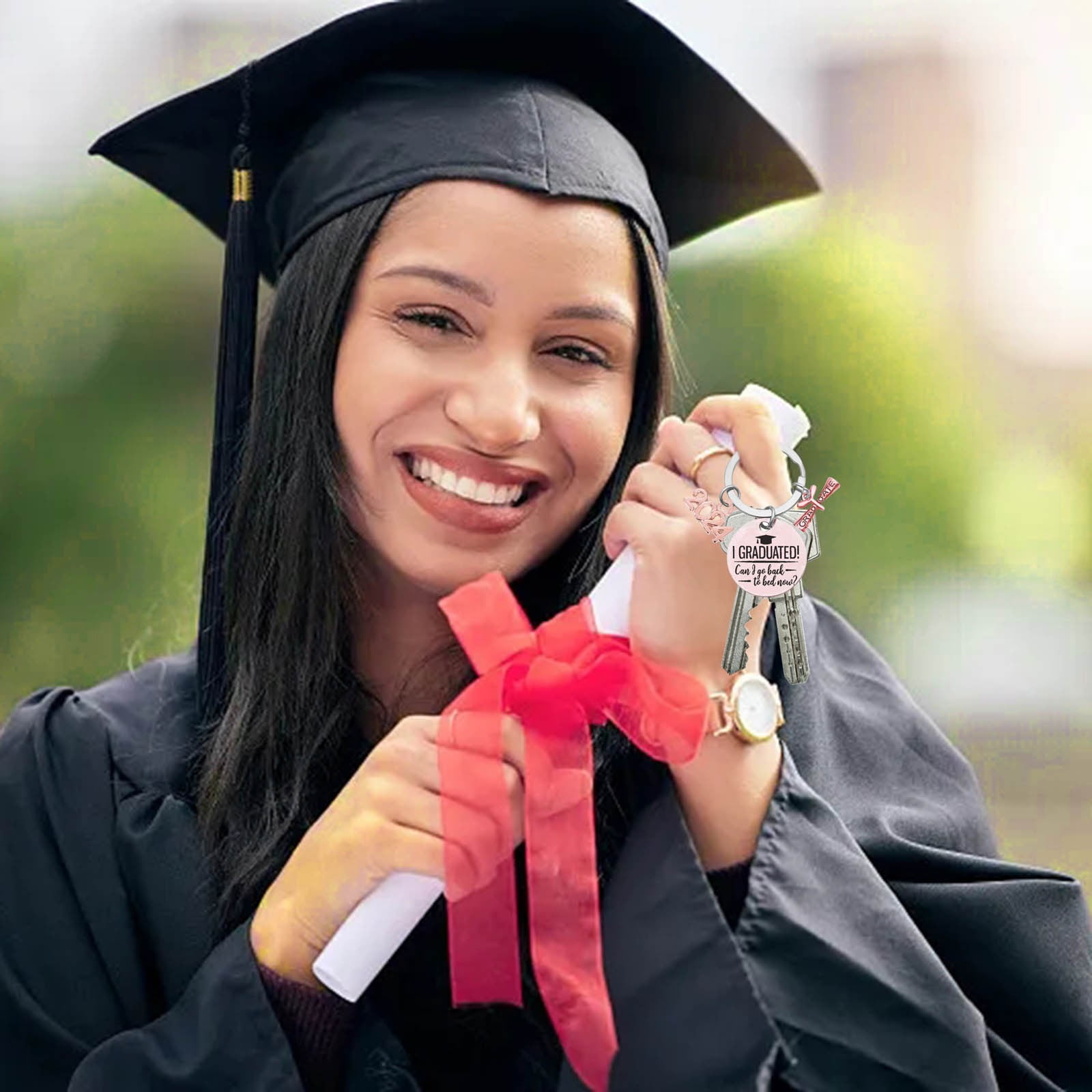 2024 Graduate Stainless Steel Keychain Bag Pendant Graduation Gift 3