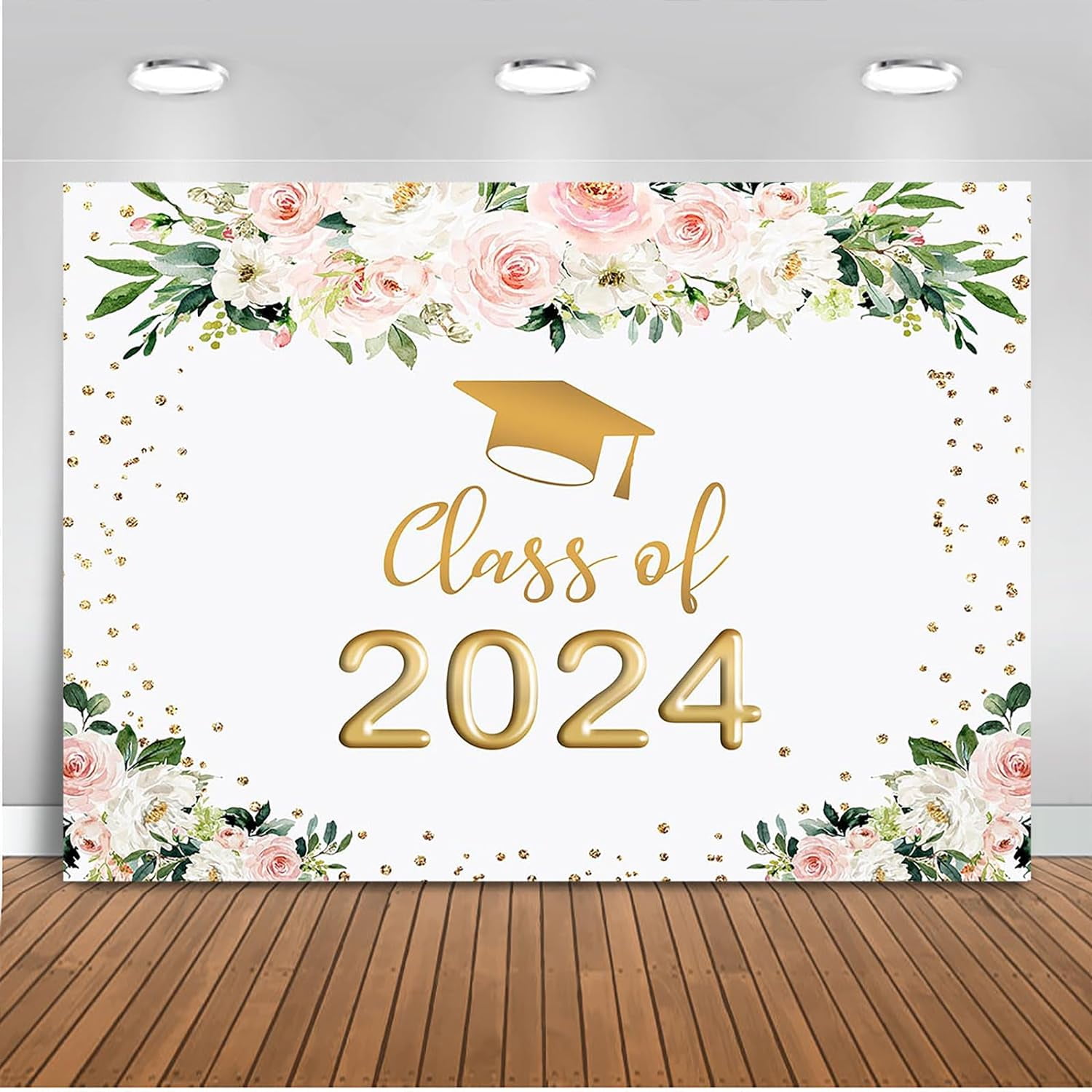 2024 Graduation Backdrop Floral Congrats Grad Class of 2024 Photo