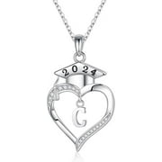 HISMART 2024 Graduation Commemorative Gifts - Personalized Heart Initial Necklace for High School & College Graduates | A Class of 2024 Keepsake for Her