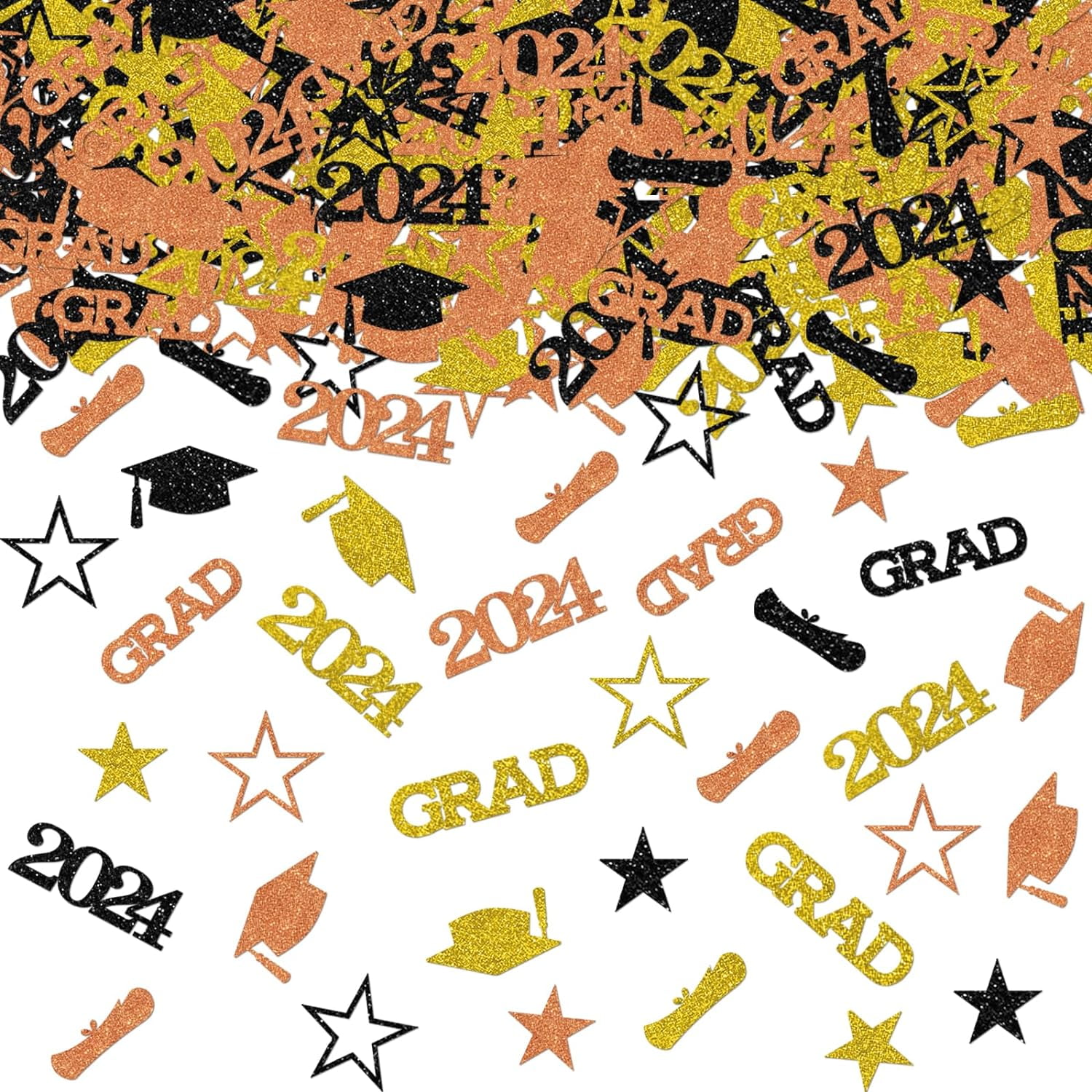 2024 Graduation Confetti Orange 200 Pcs Congrats Grad Graduation