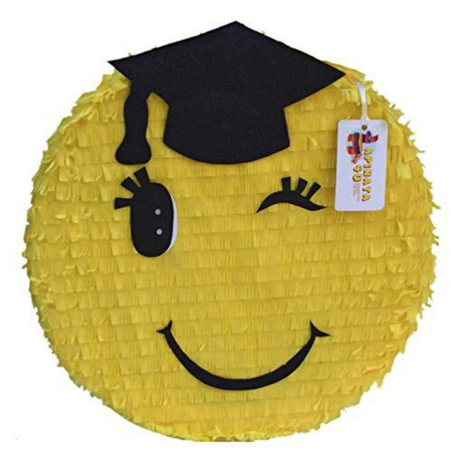 2024 Graduation Emoticon Pinata Black Cap 16" Congrats Grad
