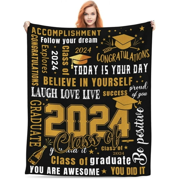 2024 Graduation Gifts Blanket for Graduate, Graduation Gifts for Class of 2024 Senior Blankets 50"x 60", Graduation Party Supplies for Him Her, Graduation Blanket Throws for Friends Students
