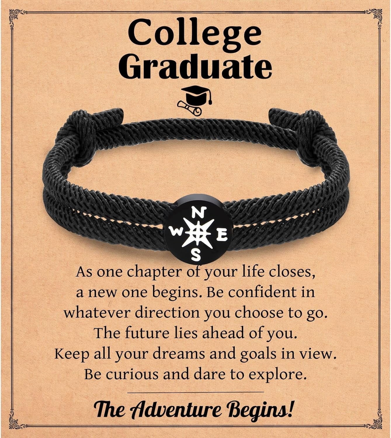 Graduation Geschenk 2024 – Gravierter Kompass Mit Holzbox, 'Congratulations Graduate'