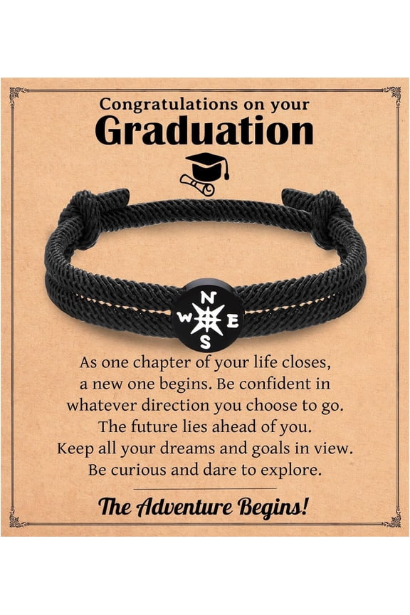 2025 Graduation Gifts for Him Men, Inspirational Compass Bracelet for Boys, High School 5th 8th Grade College Masters Degree Graduation Gifts for Grandson Son Nephew Friends