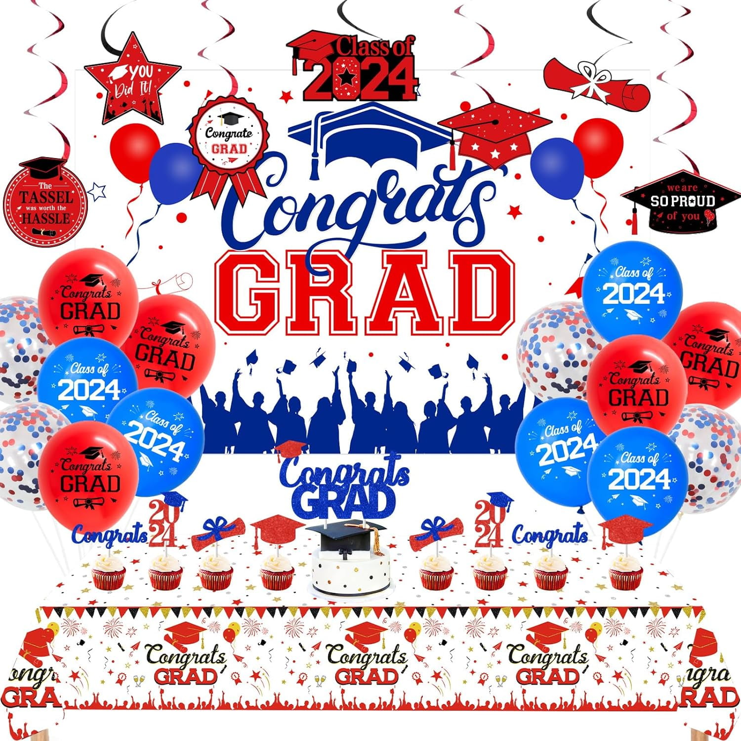 Graduate Class of 2022 Red Blue newest & White Yard Cards