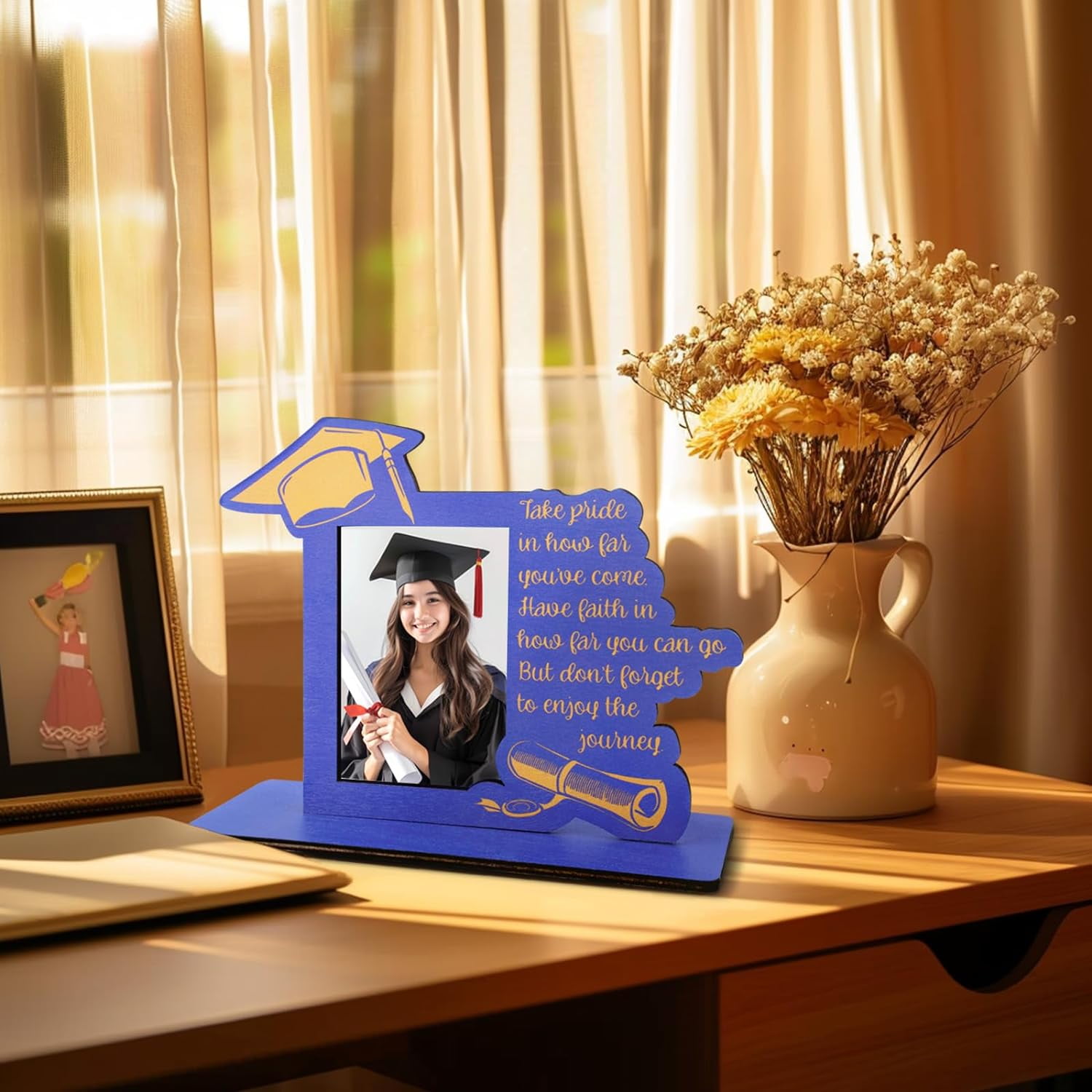 2024 Graduation Photo Frame, Class Of 2024 Black Wood Graduation Photo