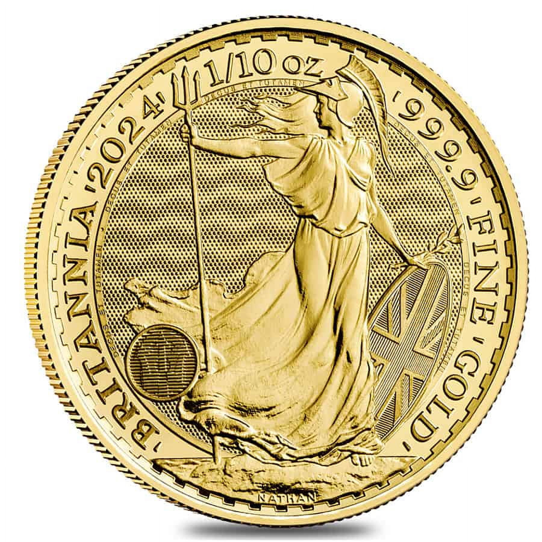 BRITISH ROYAL MINT 2024 Great Britain 1/10 oz Gold Britannia Coin BU