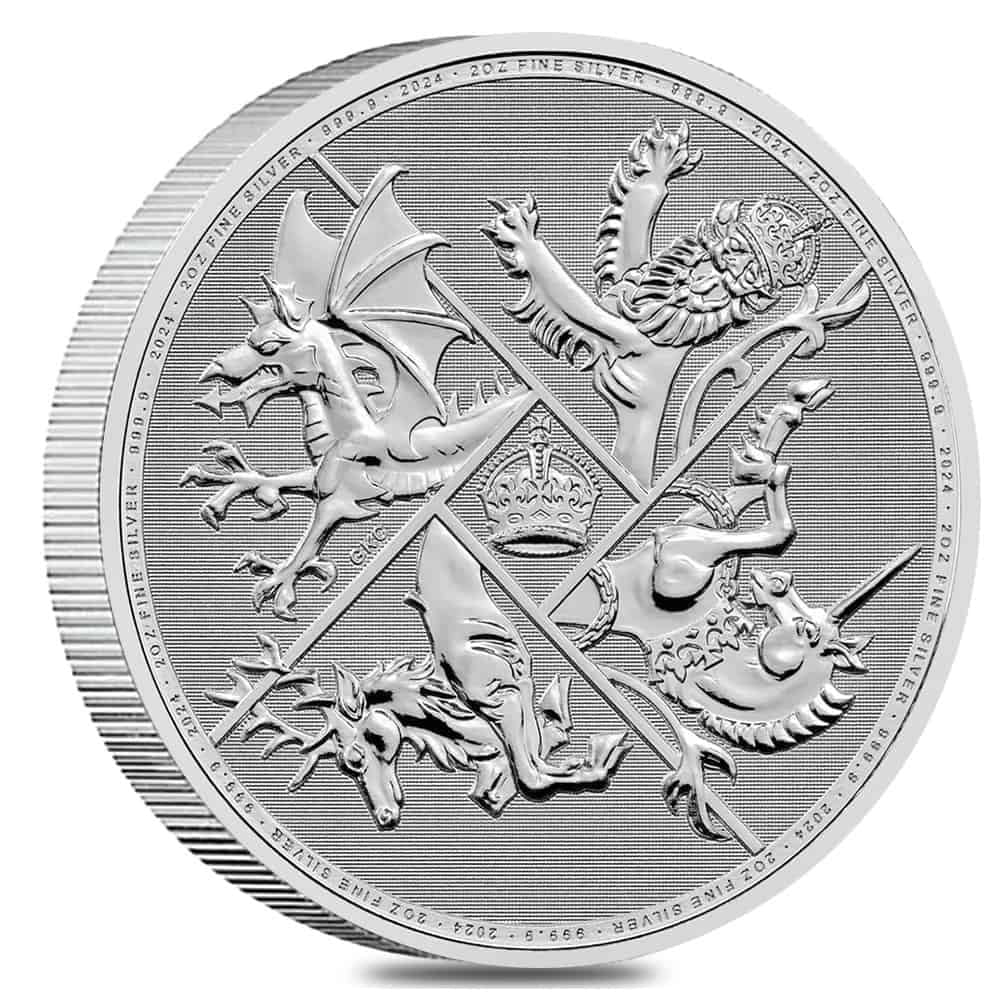 2024 Great Britain 2 oz The Four Nations Silver Coin BU