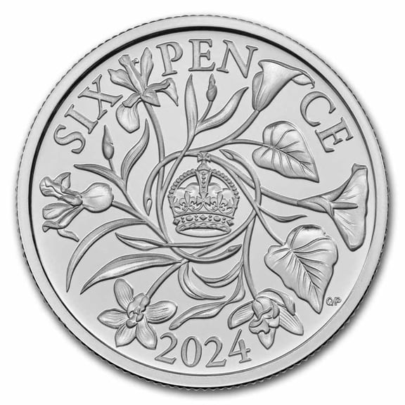 2024 Great Britain Silver Sixpence BU Coin (w/ Display Card)