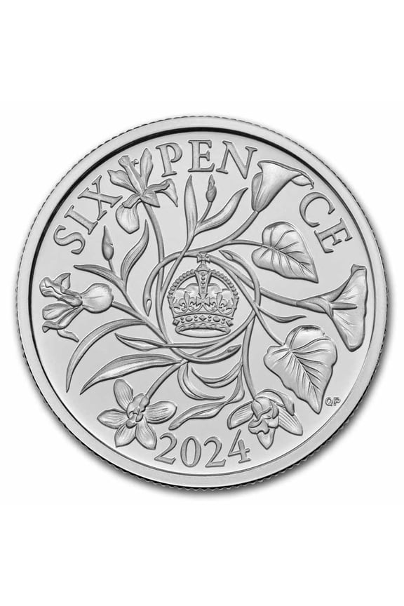2024 Great Britain Silver Sixpence BU Coin (w/ Display Card)