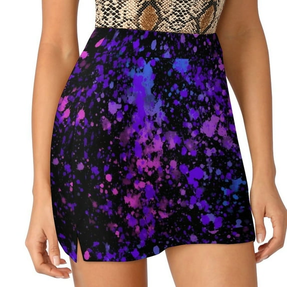 2024 Green Paint Splatter Skirt Cool Neon Print Vintage Mini Skirts Street Fashion High Waist Graphic Oversized Casual A-line Skirt