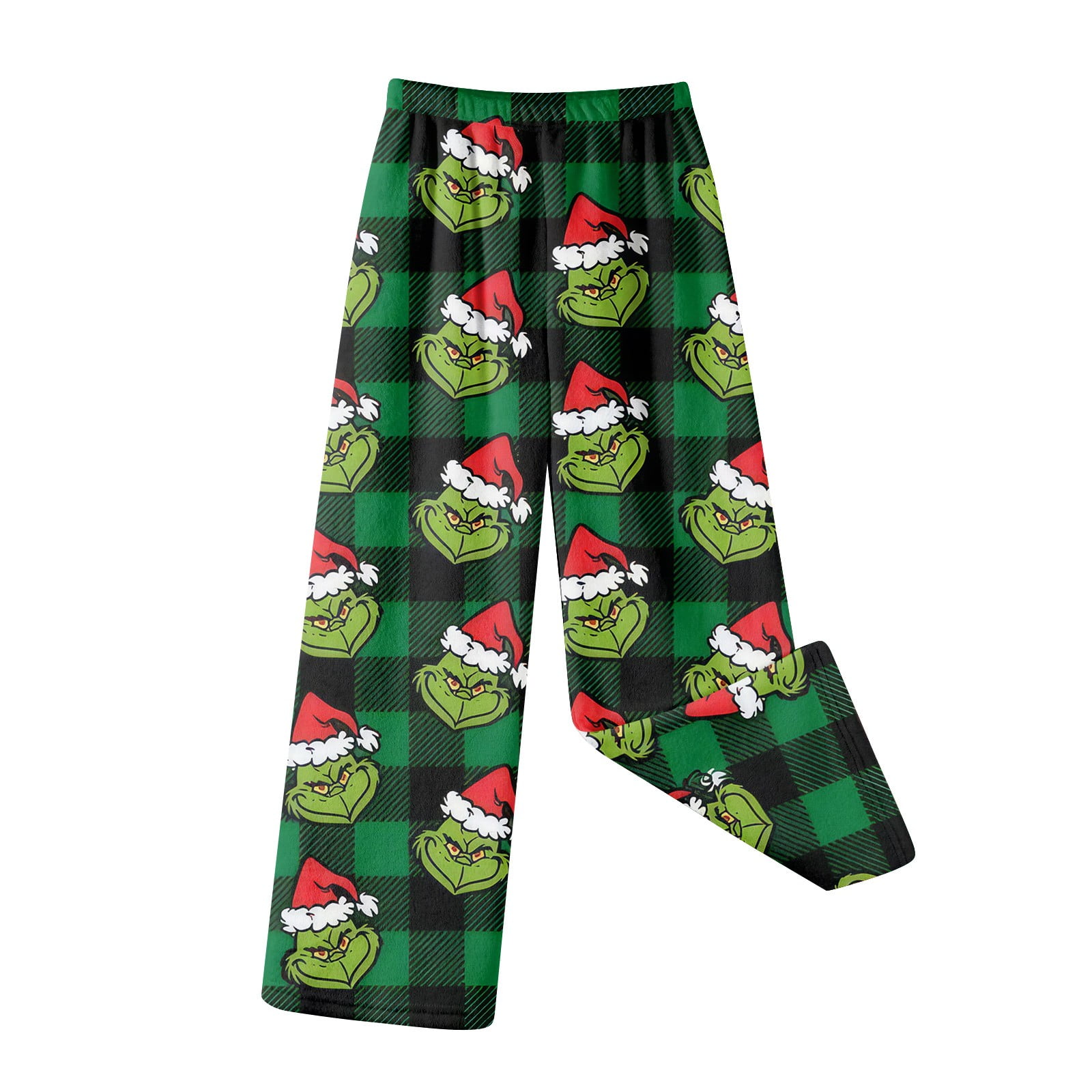 2024 Grinch Christmas Flannel Pajama Pants Kids Holiday Wide Leg Fuzzy