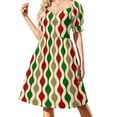 thumbnail image 1 of 2024 Groovy 70's pattern Christmas colors Dress dresses for womens Dress vintage Beachwear dress korean style, 1 of 7