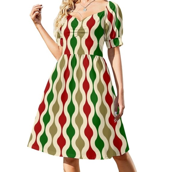 2024 Groovy 70's pattern Christmas colors Dress dresses for womens Dress vintage Beachwear dress korean style