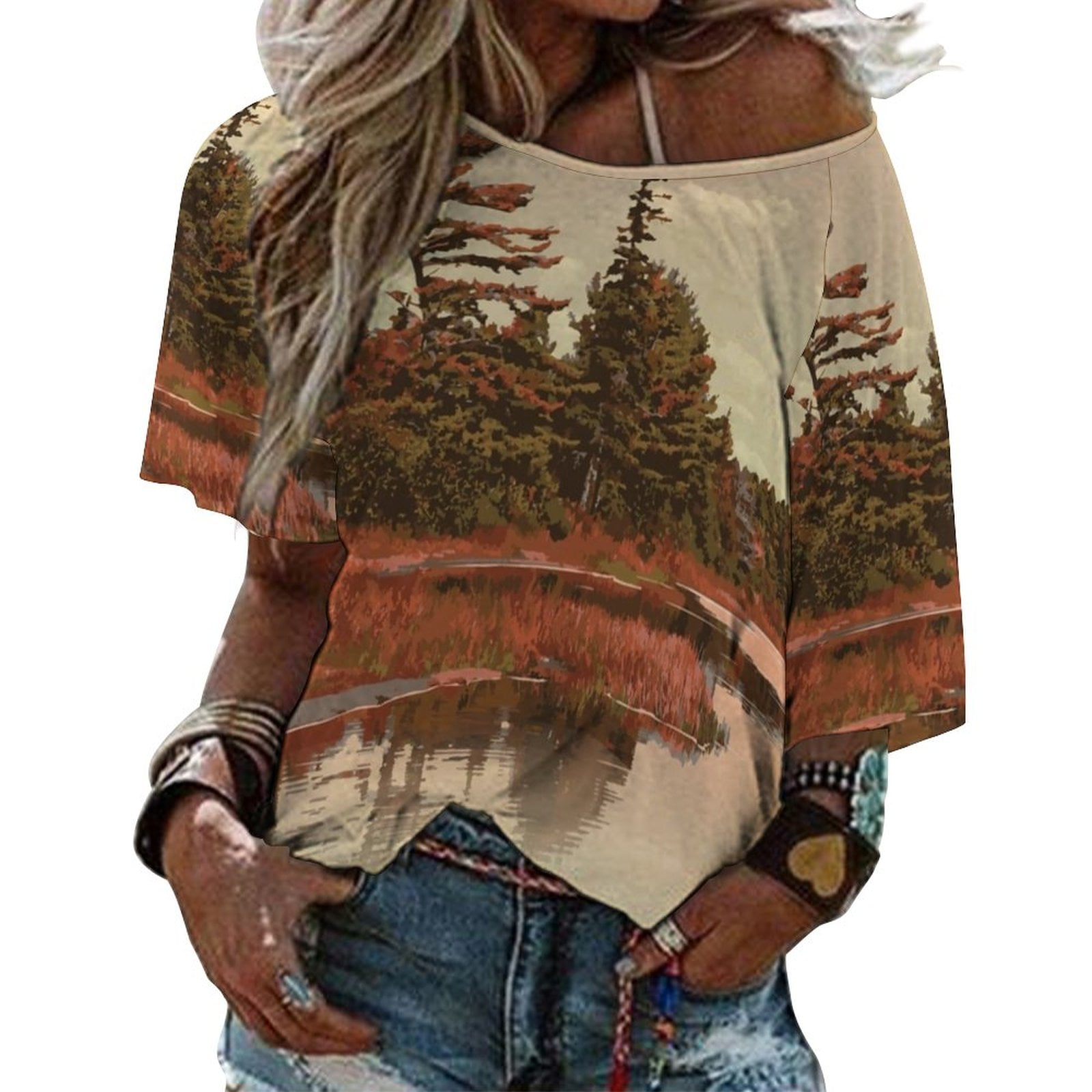 2024 Grundy Lake Provincial Park Ruffle Short Sleeve TShirt Women's V