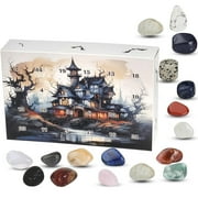 2024 Halloween Advent Calendar Gemstone - 24pcs and Healing Stones Kit with Necklace Holder Storage Bag - Halloween Countdown Rock Collection for Adults Teens Girls Boys Kids B