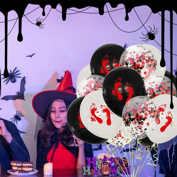 2024 Halloween Decorations,Halloween Balloons Decorations,,15pcs Horror Pink Black Orange Balloons Confetti Balloons Ghost Aluminum Foil Balloons Bats Balloons for Halloween Party Birthday Supplies