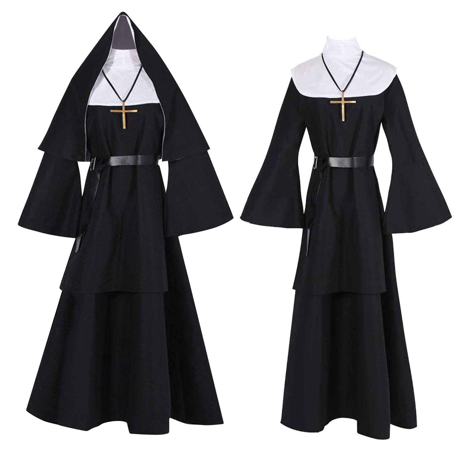 2024 Halloween Decorations Nun Cosplay Costumes 4Pieces Set Nun