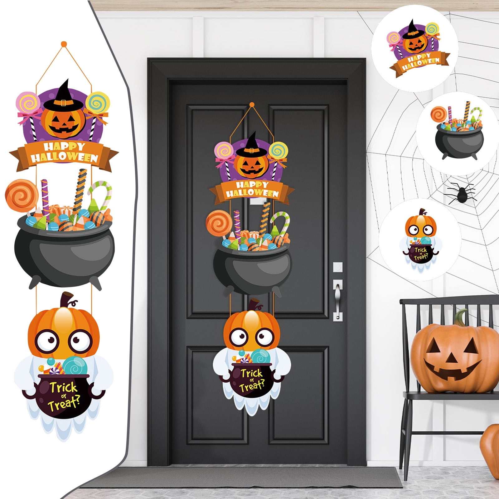 2024 Halloween Funny Pumpkins Bats Door Pendant Decorations Halloween