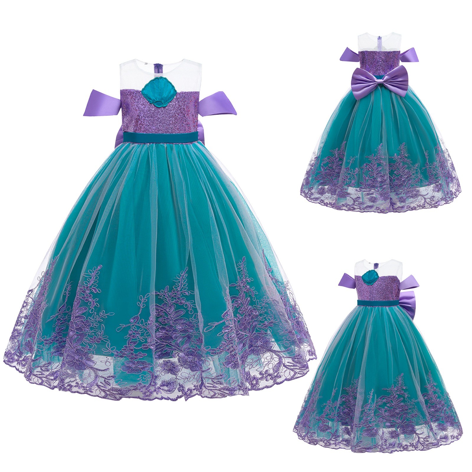 2024 Halloween Girls Princess Dress Cosplay Costumes, Ariel Princess