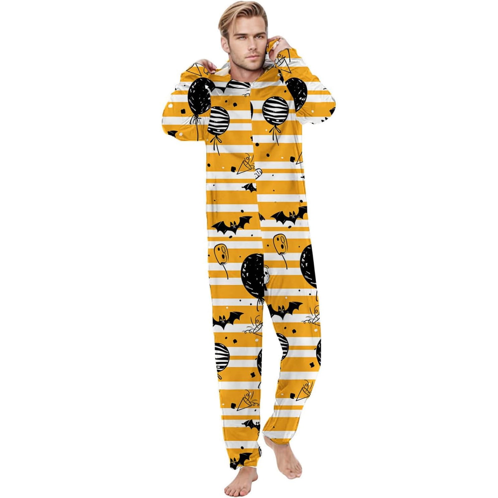 2024 Halloween Pajamas Cartoon Bat Print Family Costume Hooded Romper