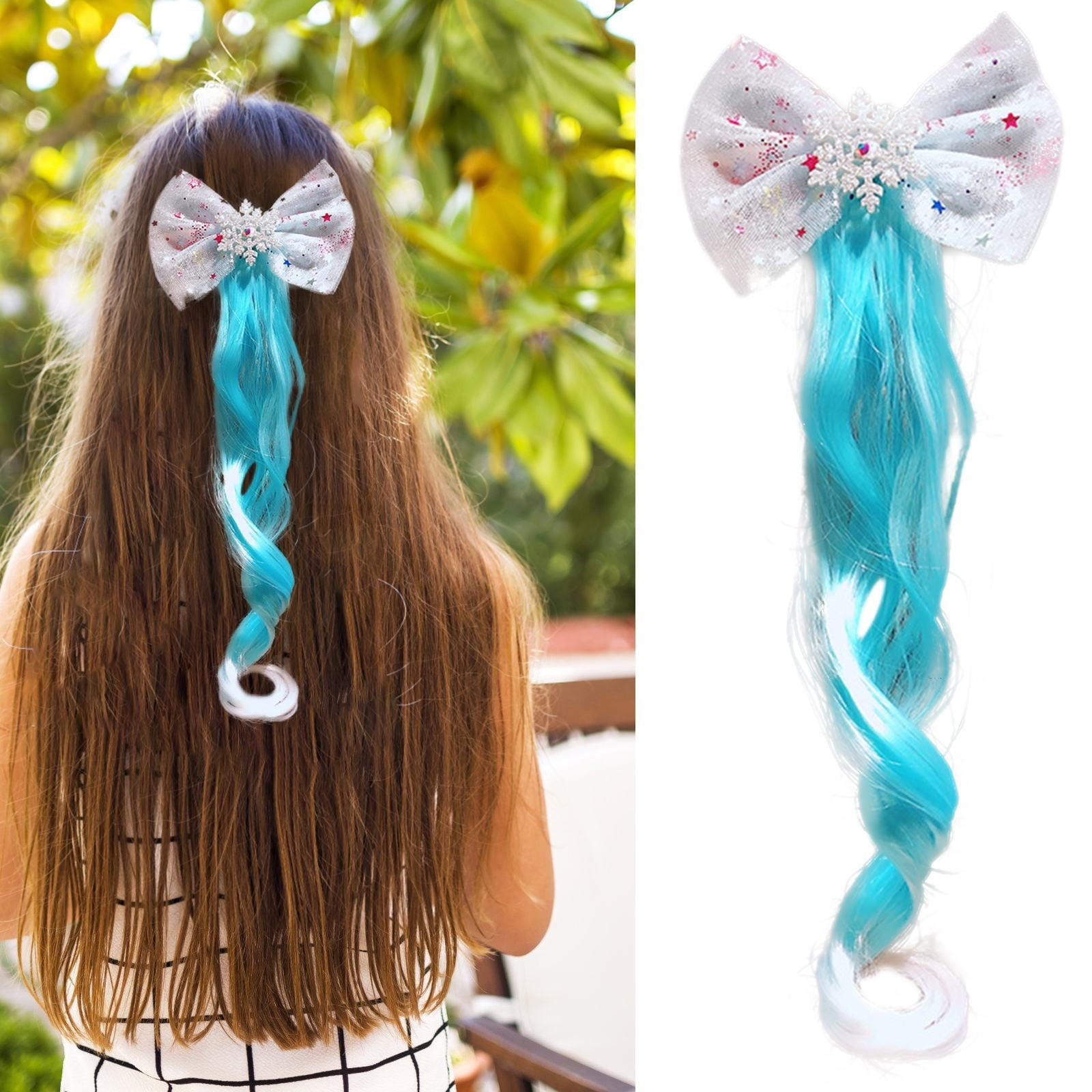 2024 Curly Wig Hair Extension With Bow Clip Party Hair Accessories Girl