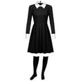2024 Halloween Wednesday Addams Cosplay Costume Dress,Addams Family