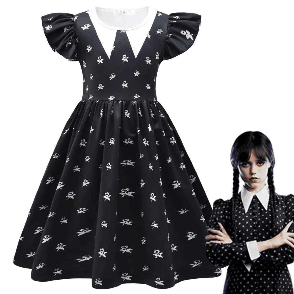 2024 Halloween Wednesday Addams Costume Dress for Girls,Addams Family