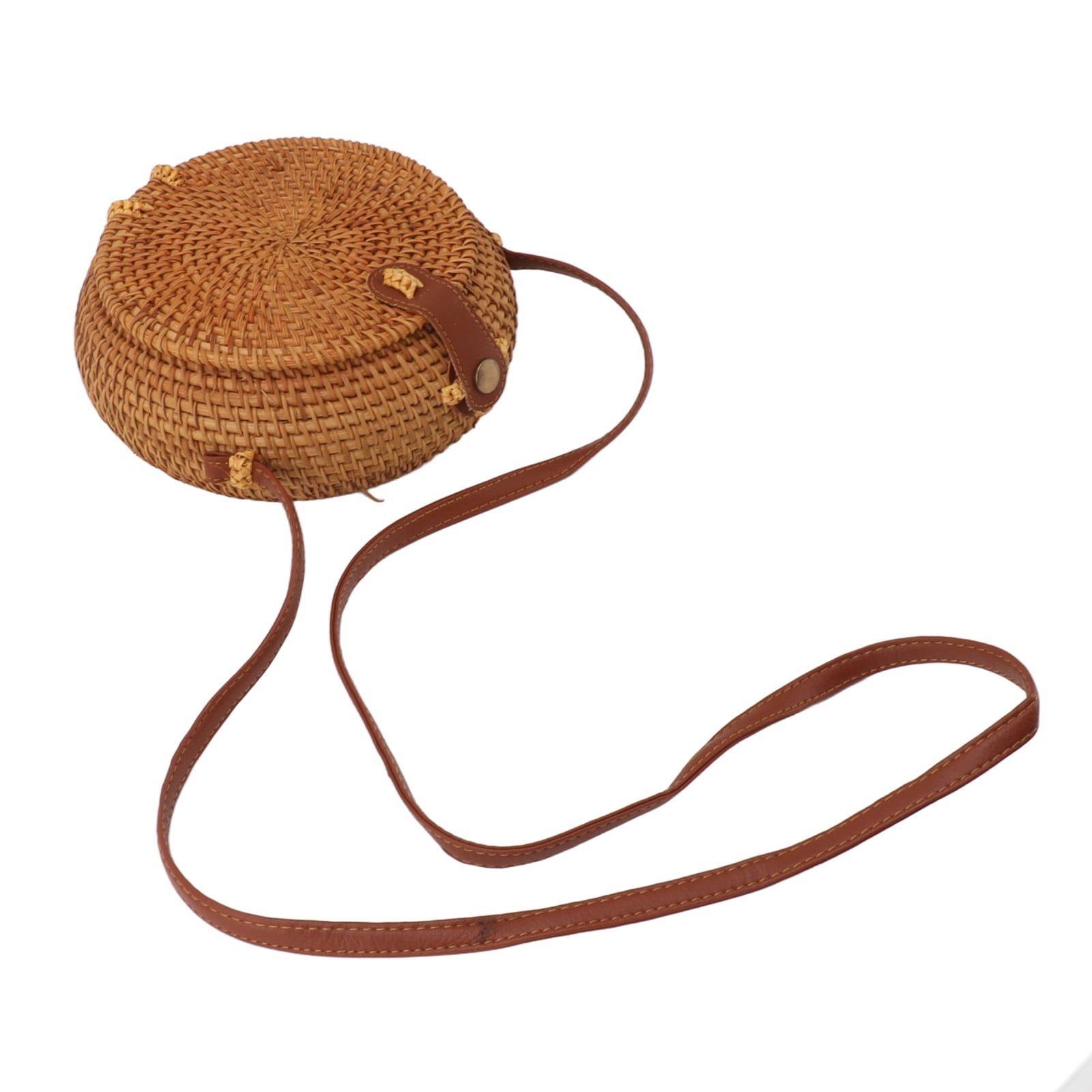2024 Handwoven Round Rattan Bag Tropical Beach Style Woven Shoulder