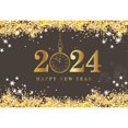 2024 Happy New Year Backdrops Golden Glitter s Champagne Clocks