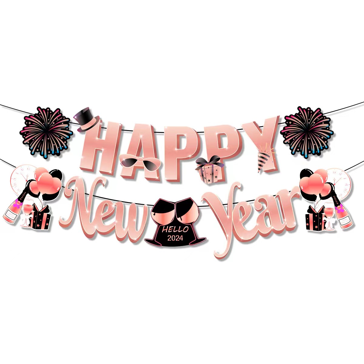 2024 Happy New Year Foil Balloons Digit 2024 Wine Bottle Air Helium