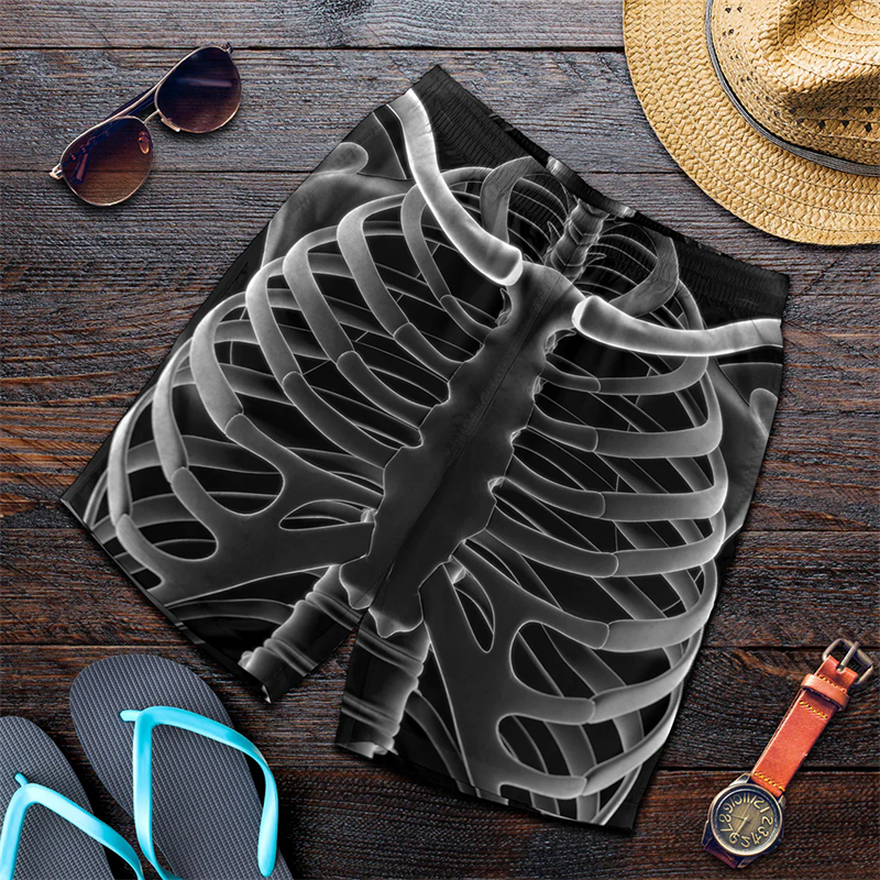 2024 Harajuku Xray Skull Graphic Men Beach Shorts Summer Hawaii Travel