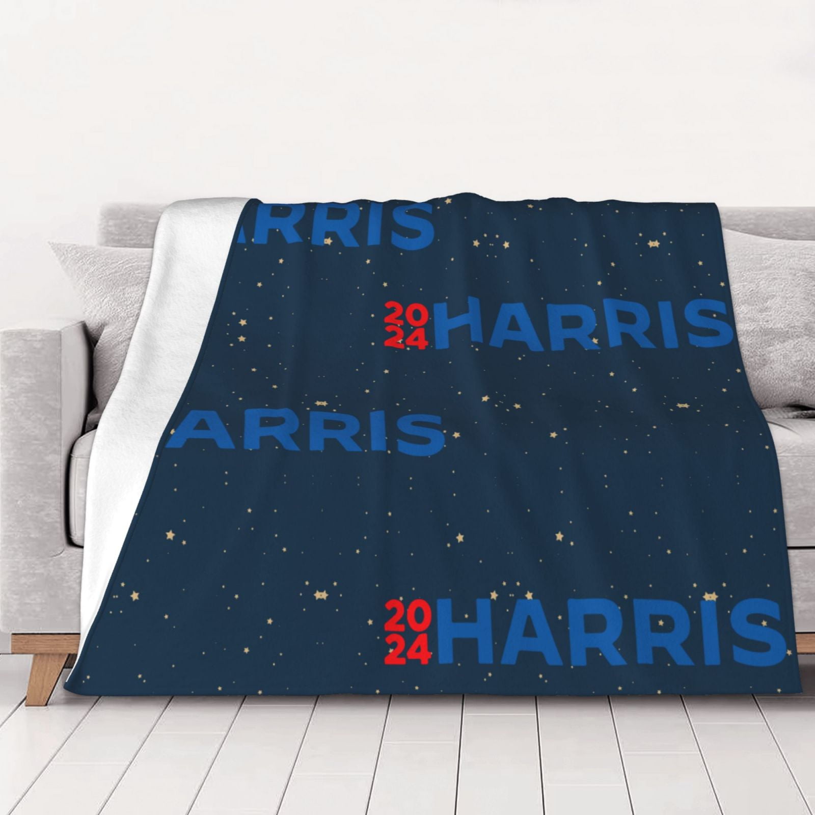 2024 Harris Logo Fleece Blanket For Bed Or Sofa All Season Throw