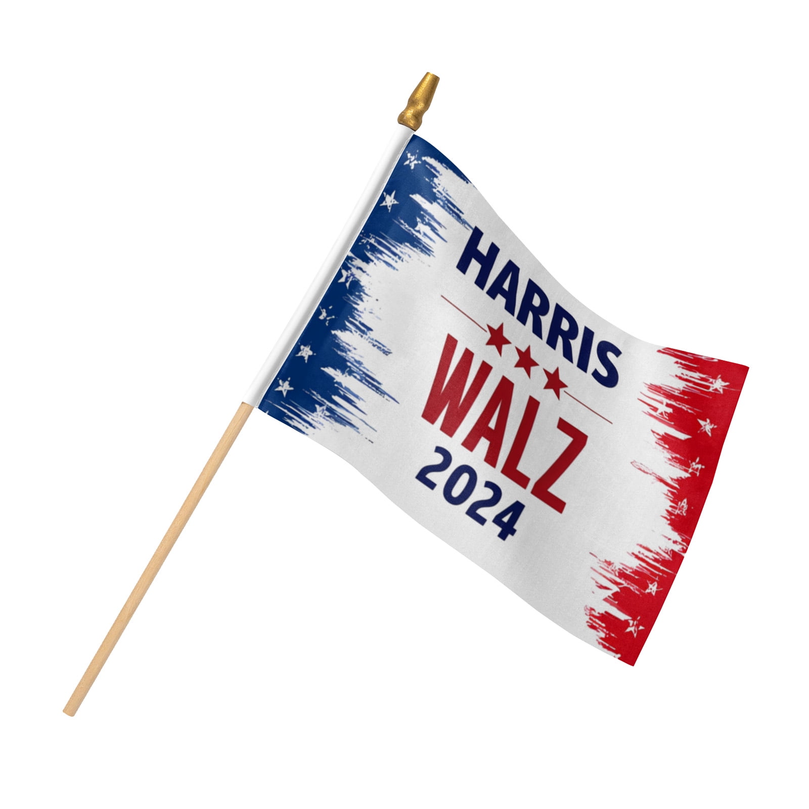 2024 Harris Walz Wooden pole hand waving flag 5.5*8.2in 12pack Hand