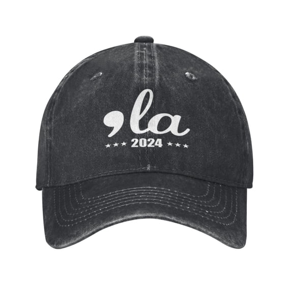 2024 Hat Vote Comma Baseball Cap Golf Dad Hat Adjustable Washed Denim Trucker Hats Unconstructed Snapback Cap for Men Women Unisex Adult,Black
