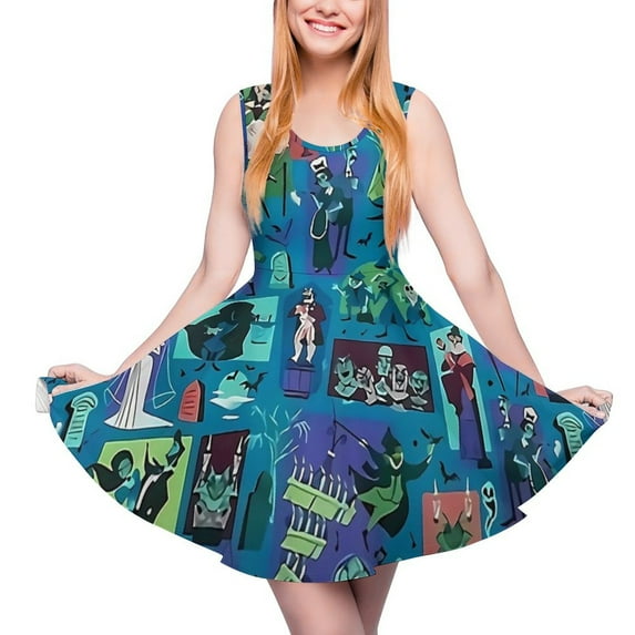 2024 Haunted Mansion Dress Haunted House Kawaii Dresses Sleeveless Casual Oversized Skate Dress Woman Graphic Clothing