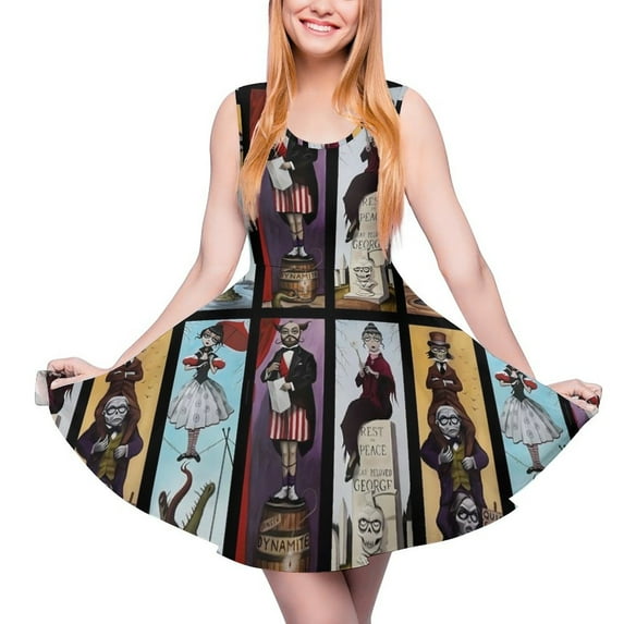 2024 Haunted Mansion Dress Haunted House Kawaii Dresses Sleeveless Casual Oversized Skate Dress Woman Graphic Clothing