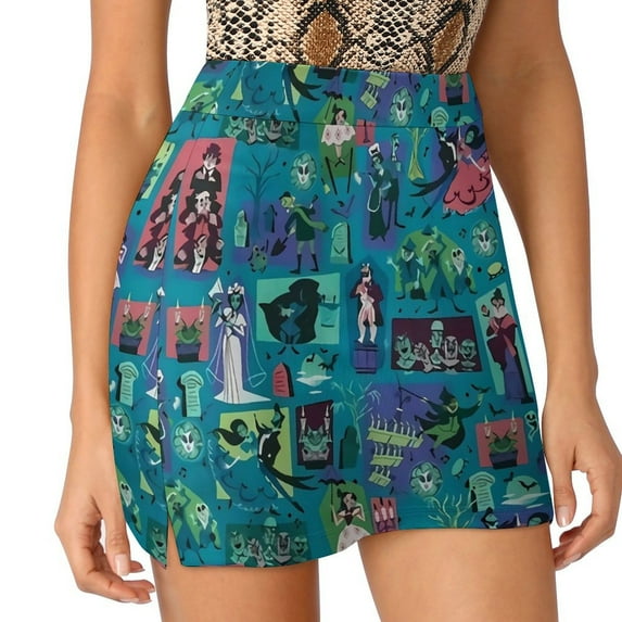 2024 Haunted Mansion Skirt Vintage Print Retro Mini Skirts Spring High Waist Pattern Korean Fashion Casual Skirt Large Size
