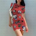 2024 Hello Kitty Short Sleeve Bodycon Cartoon Dress New Summer Sexy