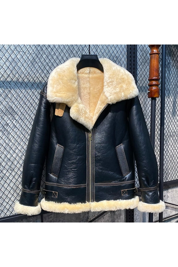 2024 High Street Men's Winter Fashion Coat Genuine Sheepskin Leather Real Natural Super Thick Wool Liner for -30 -40 Degree Black Plus Oversize for 100 kgs,48,Black