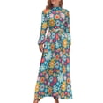 thumbnail image 1 of 2024 Hippy Psychedelic Dress Retro 70s Tie Dye Aesthetic Bohemia Dresses Female Long-Sleeve High Neck Cute Long Maxi Dress, 1 of 5